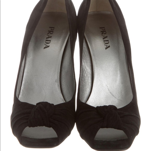 Prada Peep Toe Suede Wedges - Picture 1 of 3